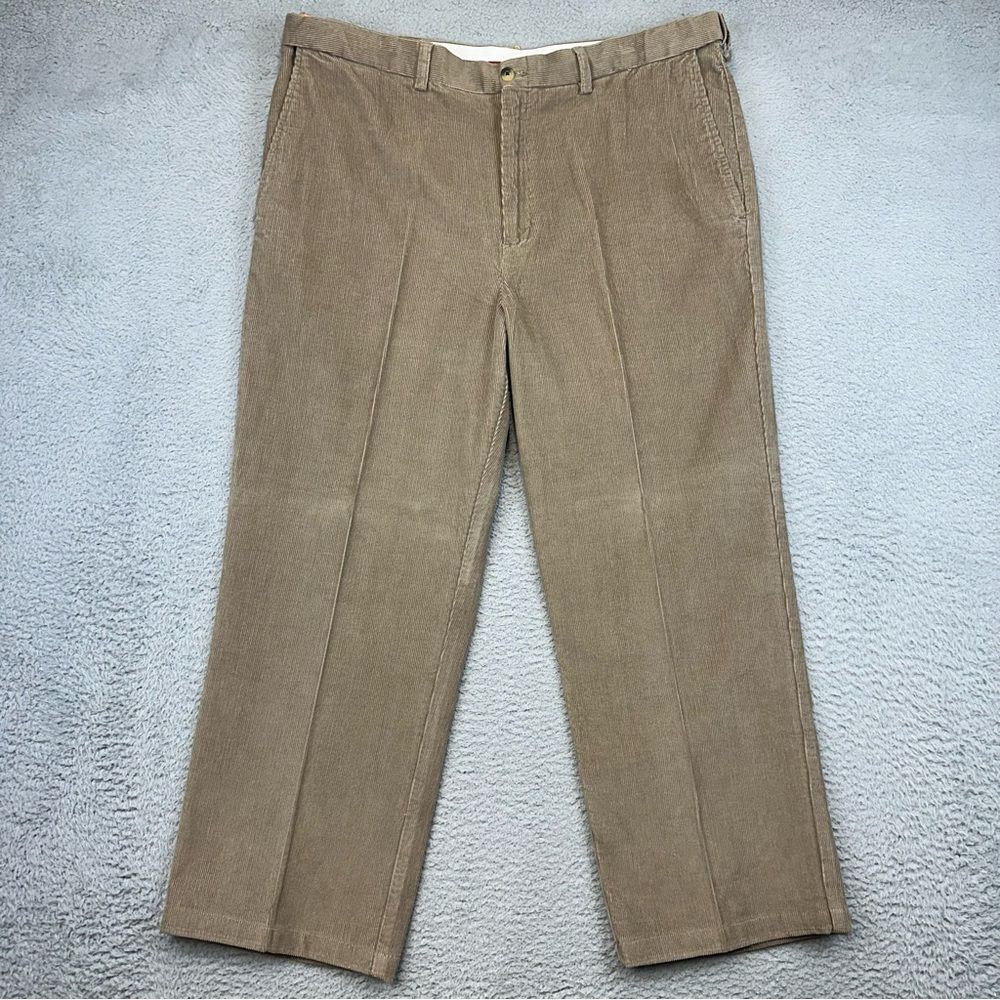 Haggar Corduroy Pants Mens 40x29 Beige Classic Cotton Comfort Business **38x27**